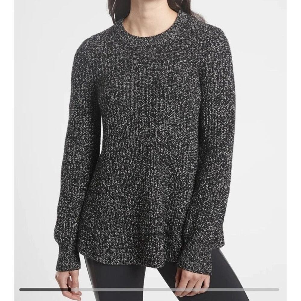 Athleta Sierra black & white knit long sleeve crewneck sweater size XS